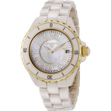 Swiss Legend 20050-bgwgr Beige W/ Gold Plated Karamica Ceramic Watch For Women