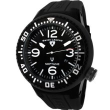 Swiss Legend Blk Textured Silicone Bk Dial Watch