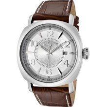 SWISS LEGEND Men's Executive Silver Dial Brown Leather