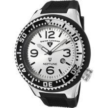 SWISS LEGEND Men's Neptune Black Dial Black Rubber