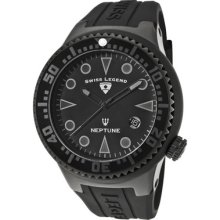 Swiss Legend Men's Neptune Black Dial Black Ip Ss Case Black Silicone