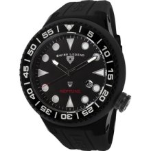 Swiss Legend Men's Neptune Black Dial Black Ip Black Silicone