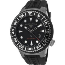 Swiss Legend Men's Neptune Black Dial Gunmetal Case Black Silicone