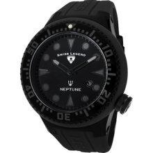 Swiss Legend Men's Neptune Black Dial Black Ip Case Black Silicone