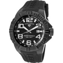 Swiss Legend Men's Super Shield Black Dial Black Ip Ss Case Black Sili