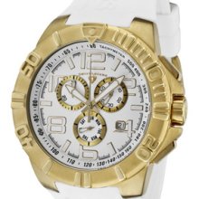 Swiss Legend Men's Super Shield Chronograph White Dial Gold Tone Ip Ca