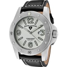 SWISS LEGEND Watches Men's Conqueror White Dial Black Leather Black L