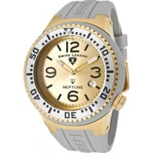 SWISS LEGEND Watches Men's Neptune Gold Dial Gold Tone Case Grey Silic
