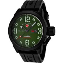 SWISS LEGEND Watches Men's Submersible Military Green Dial Black IP Ca