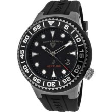 SWISS LEGEND Watches Men's Neptune Black Dial Gunmetal Case Black Sili