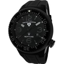 SWISS LEGEND Watches Men's Neptune Black Dial Black IP Case Black Sili