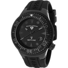 SWISS LEGEND Watches Neptune (44 mm) Black Dial Black Silicone Black