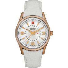 Swiss Military Ladies' Navalus White Dial Large 24 Hour Sub Dial Leather Strap 6-6155.09.001 Watch
