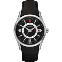 Swiss Military Ladies' Navalus Black Dial Large 24 Hour Sub Dial Leather Strap 6-6155.04.007 Watch