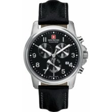 Swiss Military Men's Swiss Recruit Sport Chronograph Black Dial & Leather Strap 6-4142.04.007 Watch