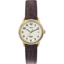 T20071 Timex Ladies Natural Dial Brown Leather Strap Watch
