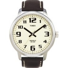 T28201 Timex Easy Reader Men's Watch Natural Color Dial Black Leather
