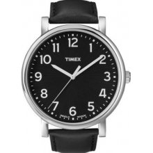 T2N339 Timex Originals Mens Classic All Black Leather Strap Dress Watc...