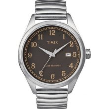 T2N400 Timex Originals Mens T Series Brown Dial Steel Expander Watch