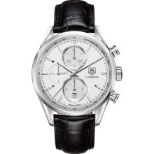 Tag Heuer Carrera Chronograph Silver Dial Automatic Leather Mens Watch CAR2111.FC6266