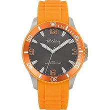 Tekday Men's Grey Dial Orange Silicone Strap Sport Watch