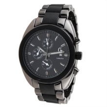 Three Decorative Sub-dials Silicone Bezel Calendar Quartz Analog Watch (Black) - Black - Stainless Steel