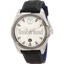 Timberland Men's Back Bay 13329JSTU/01 Black Calf Skin Quartz Watch with Silver Dial
