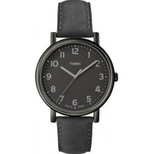 Timex Black Easy Reader Indiglo Leather Strap Watch