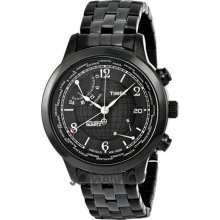 Timex Intelligent World Time Black Dial Black Ion-plated Mens Watch