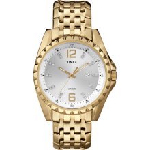 Timex Men's Crystal Accent Silver-Tone Dial Watch, Gold-Tone