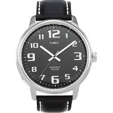 Timex Men's Easy Reader Watch, Black Leather Strap