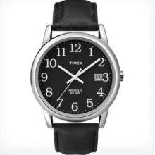Timex Men's Easy Reader Watch, Black Leather, 30 Meter Wr, Date, T2n370