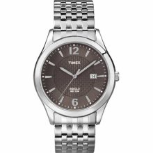 Timex Men's Elevated Classics T2N848 Silver Stainless-Steel Quartz Watch with Brown Dial