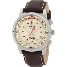 Timex Men's IQ T2N725 Brown Calf Skin Quartz Watch with Beige Dia ...
