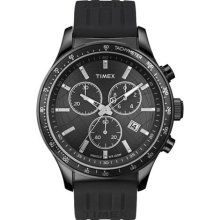 Timex Men's IQ T2N818 Black Resin Quartz Watch with Black Dial