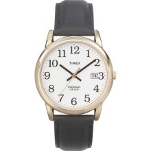 Timex Men's T2H291 Easy Reader Goldtone Case Black Leather Strap Watch