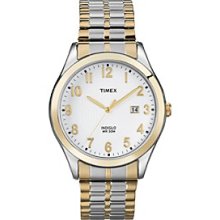 Timex Men's White Dial with Date Window, Two-Tone Expansion Band Men's