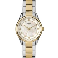 Timex Mother of Pearl Dial Bracelet Watch, 36mm Gold/ Silver
