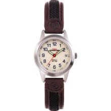 Timex Women's Expedition T41181 Brown Leather Quartz Watch with White
