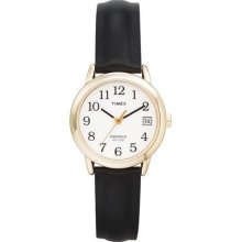 Timex Women's T2h341 Easy Reader Black Leather Strap Watch