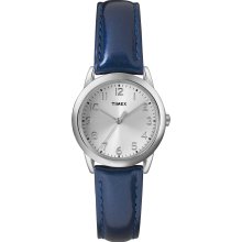 Timex Women's T2P083 Metallic Blue Patent Leather Strap Watch (Blue/Silver)
