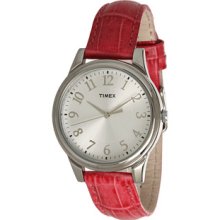 Timex Women's T2P125 Mix It Silver-White Dial Pink Croco Leather Watch
