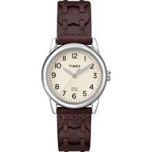 Timex Women's Weekender T2N902 Brown Calf Skin Quartz Watch with Beige Dial