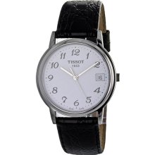Tissot Men's Classic Stainless Steel Case Leather Bracelet Silver Tone Dial Date Display T85162112