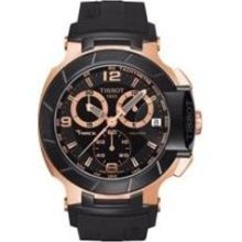 Tissot T-Race Chronograph Rose Gold-tone Black Rubber Mens Watch T0484172705706