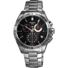 Tissot Watches Men's Velcro-T Chronograph Black Dial Stainless Steel