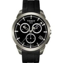 Titanium Men's Quartz Chronograph - Black Dial With Black Rubber Strap