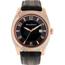Tommy Bahama 'Cubanito' Round Leather Strap Watch