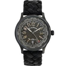 Tommy Bahama Mens Heritage Analog Stainless Watch - Black Leather Strap - Black Dial - TB1236