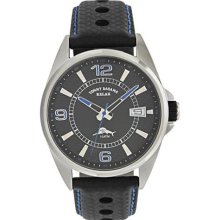 Tommy Bahama Mens Relax Tiki Bay Analog Stainless Watch - Black Leather Strap - Black Dial - RLX1107
